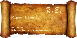 Riger Elemér névjegykártya